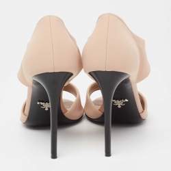 Pre Owned Prada Nude Pink Neoprene Ankle Wrap Sandals Size 38