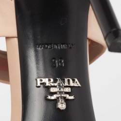Pre Owned Prada Nude Pink Neoprene Ankle Wrap Sandals Size 38