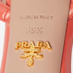 Pre Owned Prada  Orange Patent Leather Bow Slingback Sandals Size 39.5