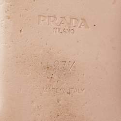 Pre Owned Prada Black Crystal Embellished Faux Fur Flat Slides Size 37.5