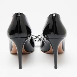 Pre Owned Prada Black Patent Leather Bow Pointed Toe Pumps Size 39