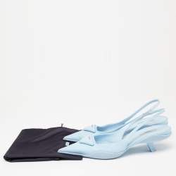 Pre Owned Prada Blue Canvas Slingback Pointed Toe Sandals Size 40