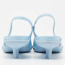 Pre Owned Prada Blue Canvas Slingback Pointed Toe Sandals Size 40