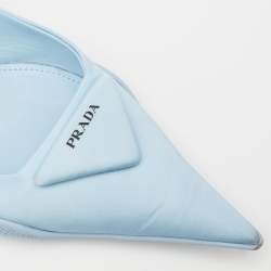 Pre Owned Prada Blue Canvas Slingback Pointed Toe Sandals Size 40