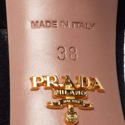 Pre Owned Prada Black Suede Cut-Out Peep-Toe Platform Sandals Size 38