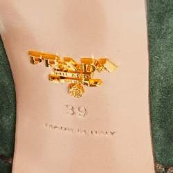 Pre Owned Prada Green Suede Stitch Detail Platform Pumps Size 39