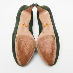 Pre Owned Prada Green Suede Stitch Detail Platform Pumps Size 39