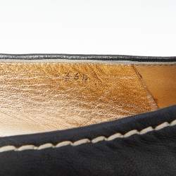 Pre Owned Prada Black Leather Platform Espadrille Flats Size 36.5