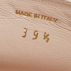 Pre Owned Prada Navy Blue Saffiano Patent Leather Wedge Slide Sandal Size 39.5