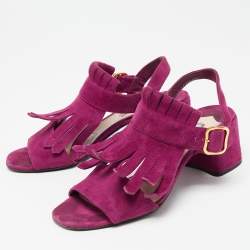 Pre Owned Prada Purple Suede Slingback Sandals Size 40