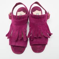 Pre Owned Prada Purple Suede Slingback Sandals Size 40