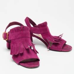 Pre Owned Prada Purple Suede Slingback Sandals Size 40