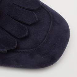 Pre Owned Prada Navy Blue Suede Fringed Pumps Size 39