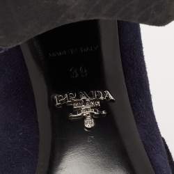 Pre Owned Prada Navy Blue Suede Fringed Pumps Size 39