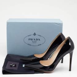 Pre Owned Prada Black Patent Leather Pointed Toe Pumps Size 39.5