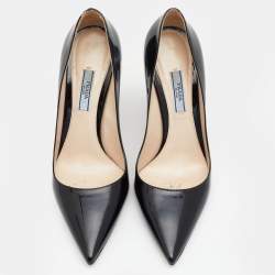 Pre Owned Prada Black Patent Leather Pointed Toe Pumps Size 39.5