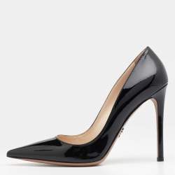 Pre Owned Prada Black Patent Leather Pointed Toe Pumps Size 39.5