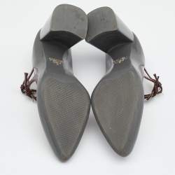Prada Burgundy Leather Dual Strap Mary Jane Block Heel Pumps Size 37.5