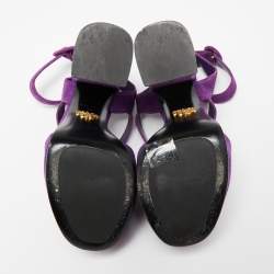 Prada Purple Suede Platform Ankle Strap Sandals Size 37 
