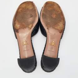 Pre Owned Prada Black Python Leather Slide Block Heel Sandals Size 37
