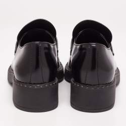 Pre Owned Prada Black Patent Leather Platform Loafers Size 38.5
