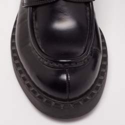 Pre Owned Prada Black Patent Leather Platform Loafers Size 38.5