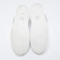 Pre Owned Prada White/Black Leather Lace Up Sneakers Size 38.5