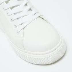 Pre Owned Prada White/Black Leather Lace Up Sneakers Size 38.5