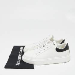 Pre Owned Prada White/Black Leather Lace Up Sneakers Size 38.5