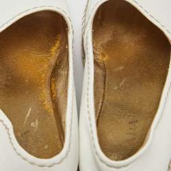 Pre Owned Prada White Leather Peep Toe Platform Espadrille Flats Size 39