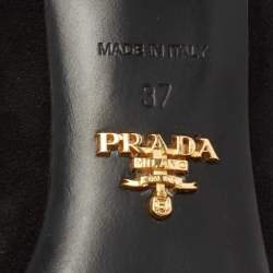 Pre Owned Prada Black Suede Embellished Kitten Heels Pumps Size 37