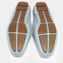 Pre Owned Prada Grey Leather Mule Slip on Loafers Size 38