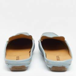 Pre Owned Prada Grey Leather Mule Slip on Loafers Size 38
