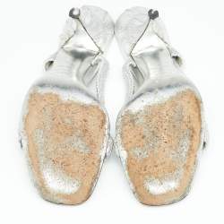 Prada Silver Leather Slide Sandals Size 37.5