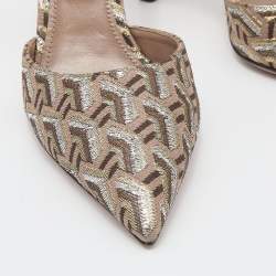 Pre Owned Prada Beige Brocade Fabric Pumps Size 37.5