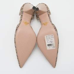 Pre Owned Prada Beige Brocade Fabric Pumps Size 37.5