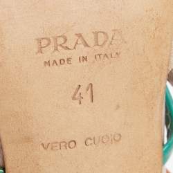 Pre Owned Prada Beige/Multicolor Suede, Leather and Patent Slingback Pumps Size 41