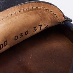 Pre Owned Prada Navy Blue Leather Scrunch Loafers Size 37.5