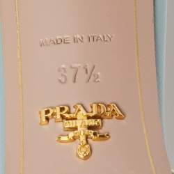 Pre Owned Prada Light Blue Saffiano Vernice Leather Slide Sandals Size 37.5