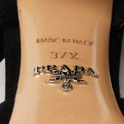 Pre Owned Prada Black Suede Grommet Block Heel Slingback Sandals Size 37.5