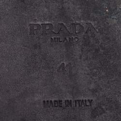 Pre Owned Prada Black Velvet Studded Flat Slides Size 41