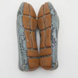 Pre Owned Prada Blue Snakeskin Embossed Leather Driver Loafers Size 35.5