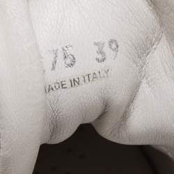 Pre Owned Prada White Leather Logo Low-Top Sneakers Size 39