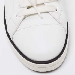 Pre Owned Prada White Leather Logo Low-Top Sneakers Size 39