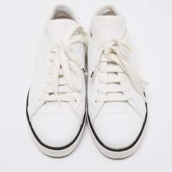 Pre Owned Prada White Leather Logo Low-Top Sneakers Size 39