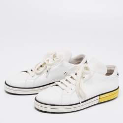 Pre Owned Prada White Leather Logo Low-Top Sneakers Size 39