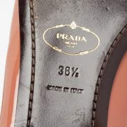 Pre Owned Prada Old Rose/Burgundy Patent Leather Bow Pointed-Toe Ballet Flats Size 38.5