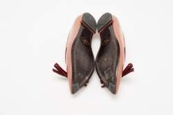 Pre Owned Prada Old Rose/Burgundy Patent Leather Bow Pointed-Toe Ballet Flats Size 38.5