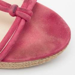 Prada Fuschia Pink Suede Espadrille Wedge Sandals Size 40