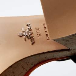 Pre Owned Prada Multicolor Suede Cork Block Heel Ankle Strap Platform Sandals Size 36.5